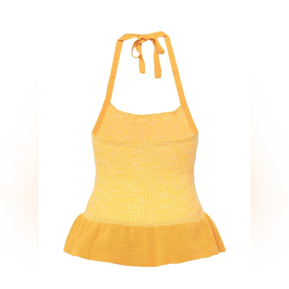Yellow Ribbed Halter Top - Picture 2 of 4